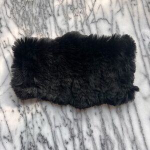 Adrienne landau rabbit fur headband, black